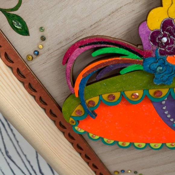 ⭐️#403 Hand Painted Day Of The Dead Shadow Box - Picture 12 of 14